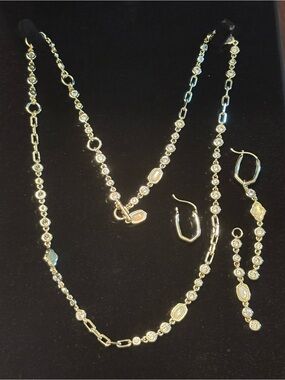 Kendra Scott set. Gold-Tone Crystal Station Necklace and Earring Set.